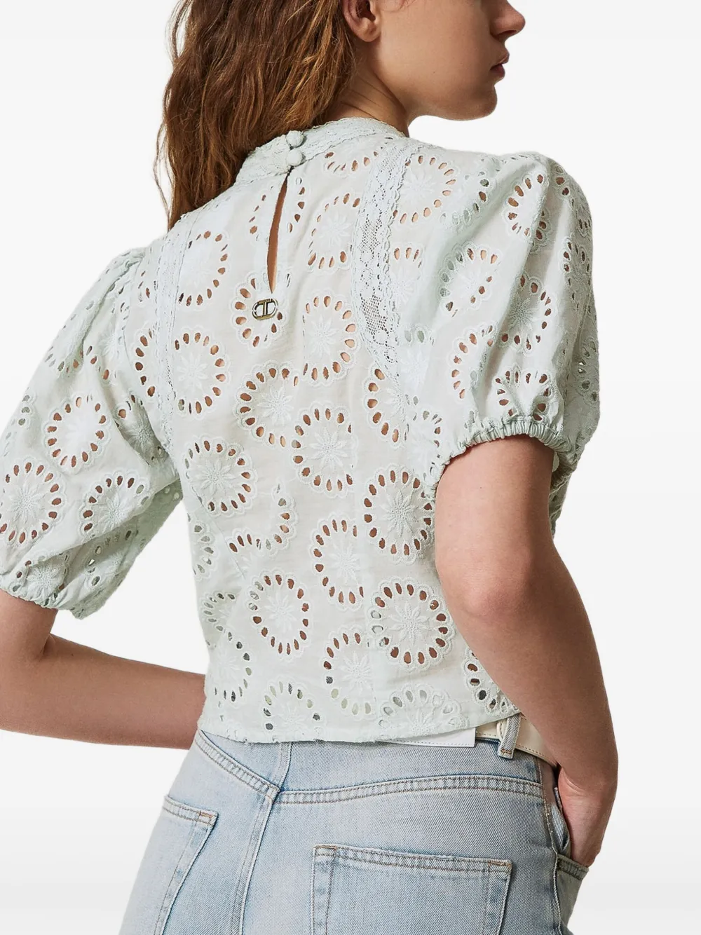Shop Twinset Cut-out Blouse In Neutrals