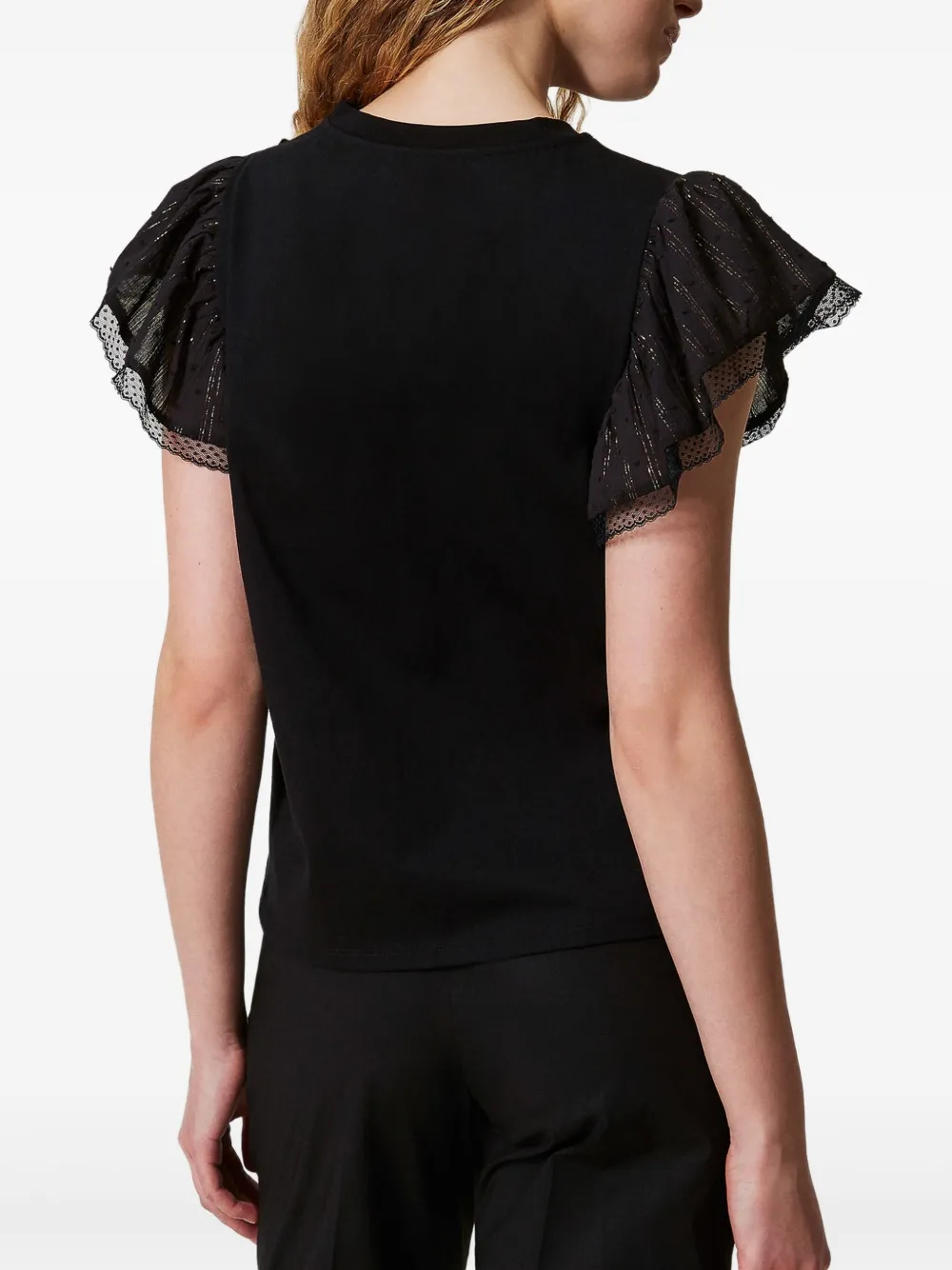 TWINSET T-shirt met ruches mouwen Zwart