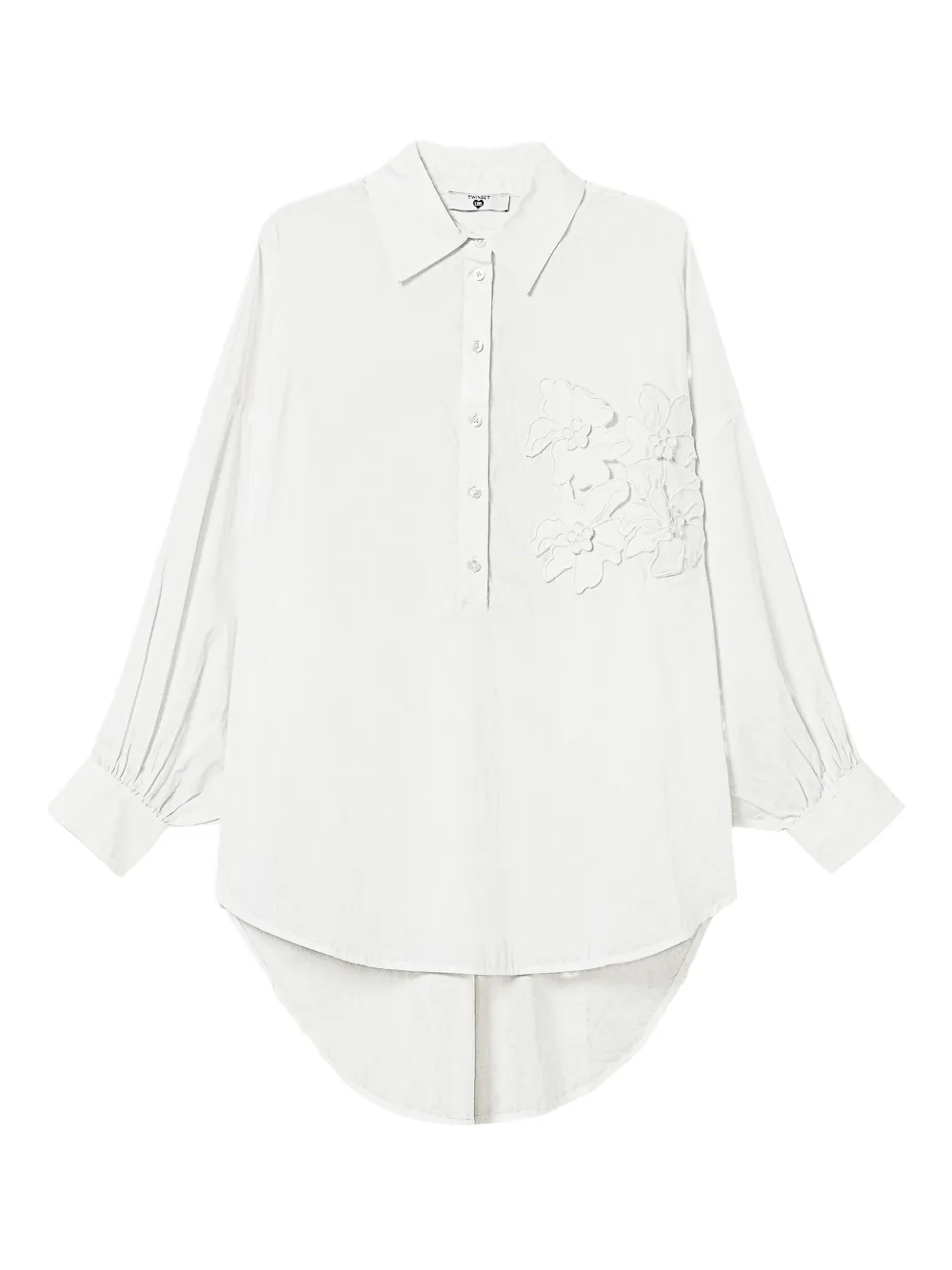 TWINSET Camicia semi trasparente con applicazione a fiori | bianco | Image 1