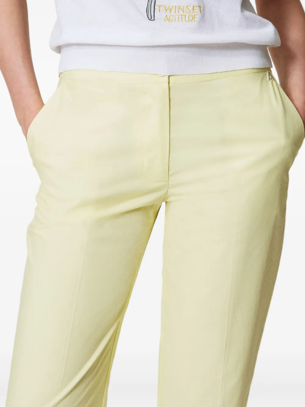 TWINSET Katoenen geweven broek Geel
