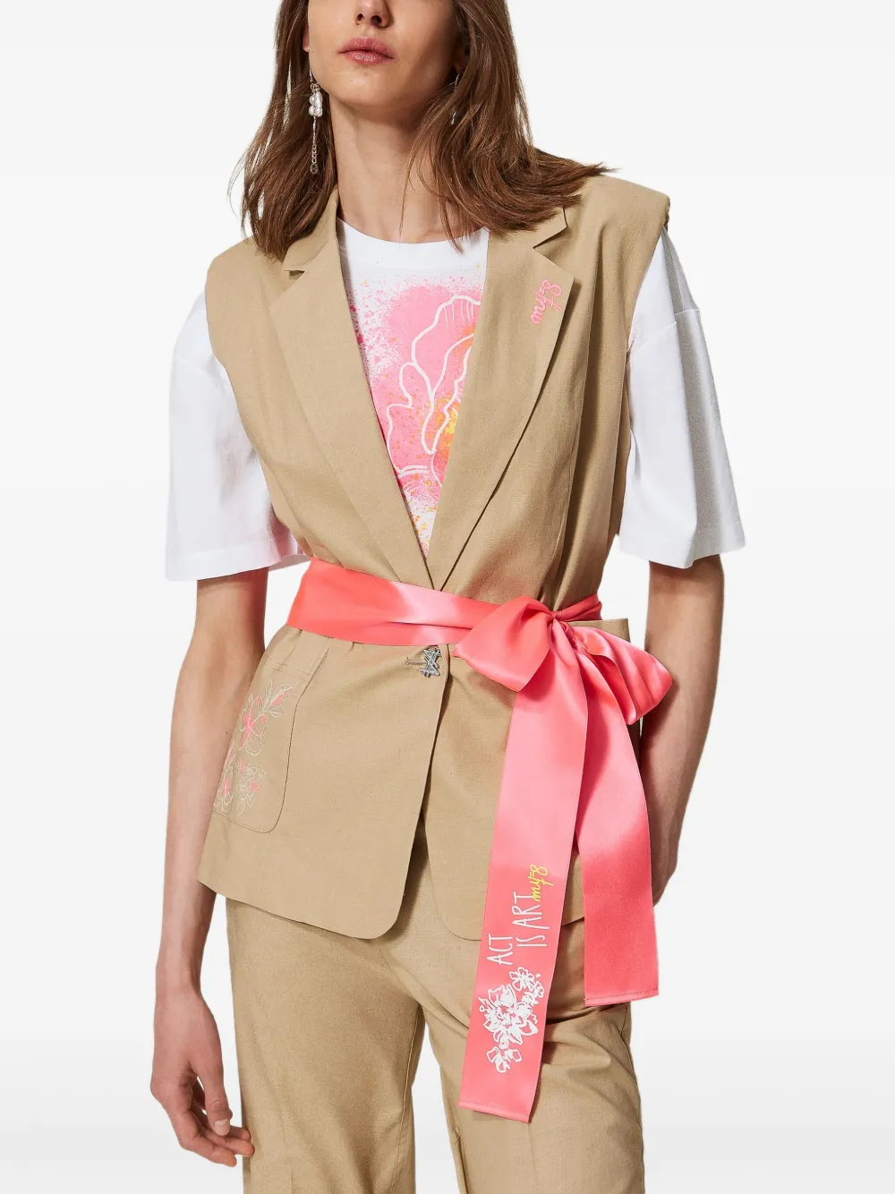 TWINSET Blazer met ceintuur Beige
