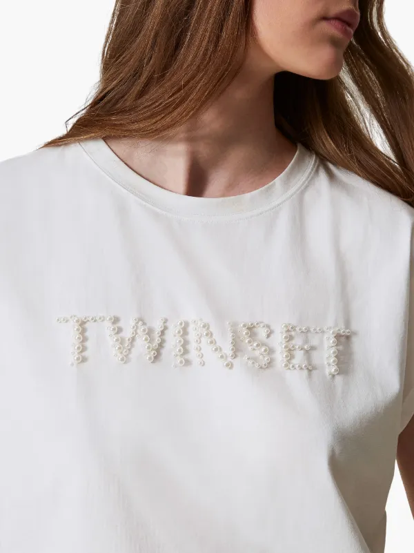 TWINSET logo-embroidered T-shirt White FARFETCH IL