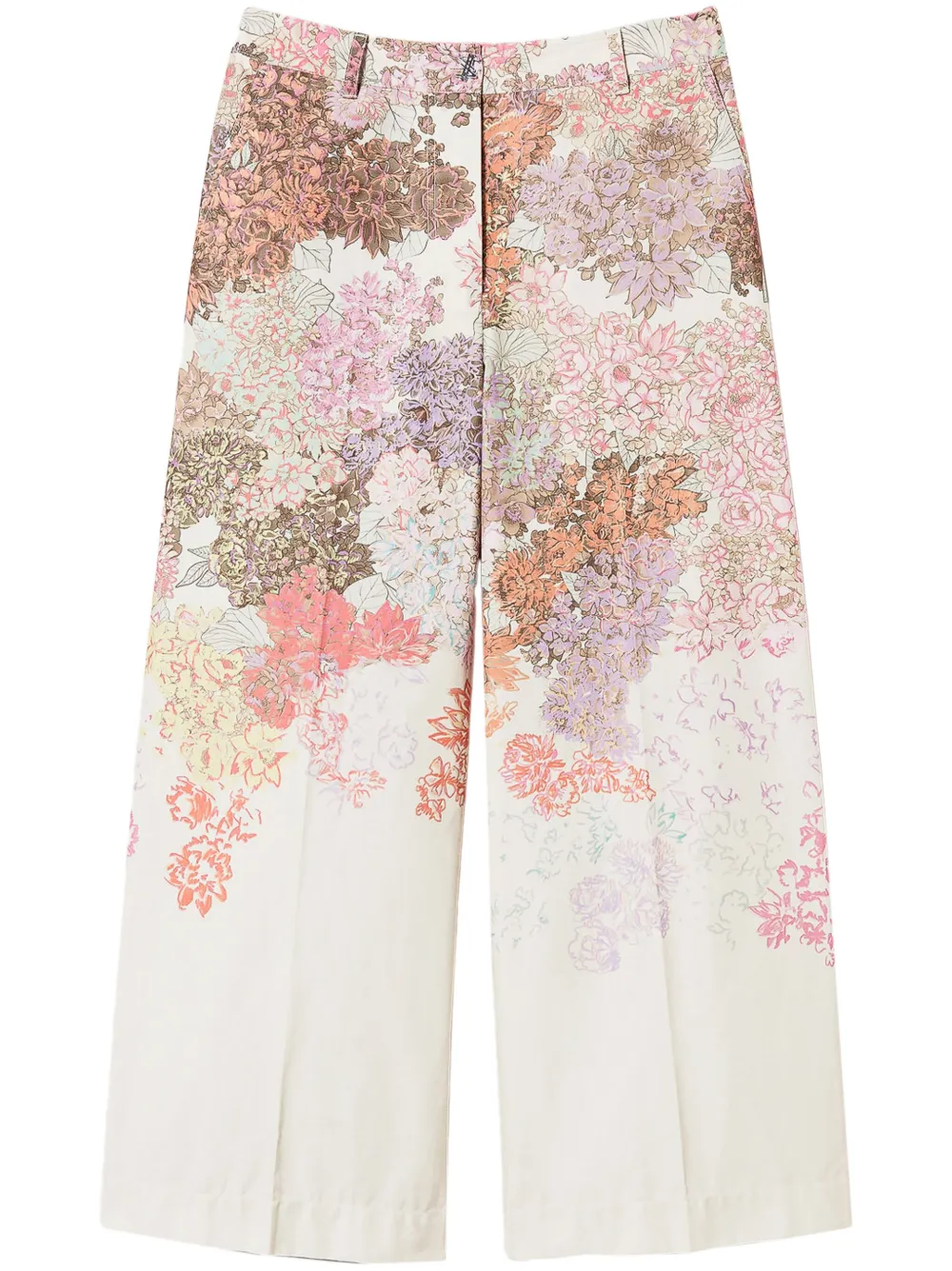 floral-print trousers