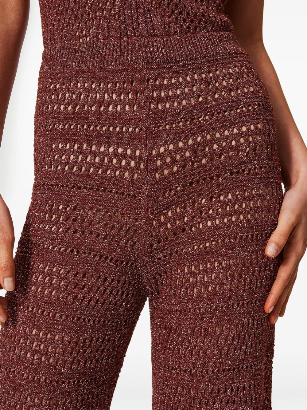 Shop Twinset Knitted Trousers In Brown
