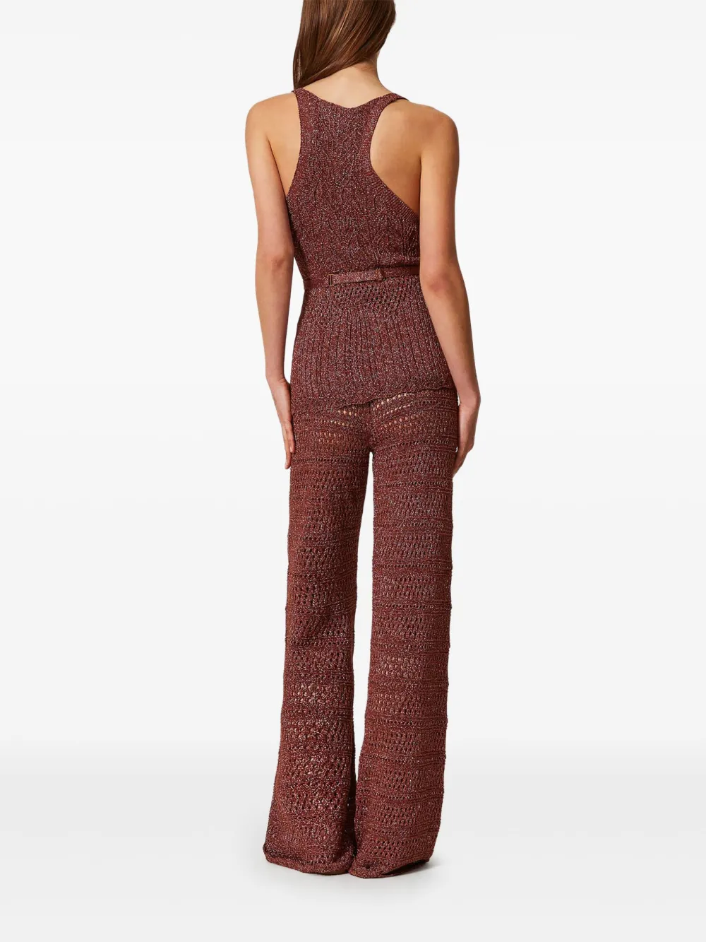 Shop Twinset Knitted Trousers In Brown