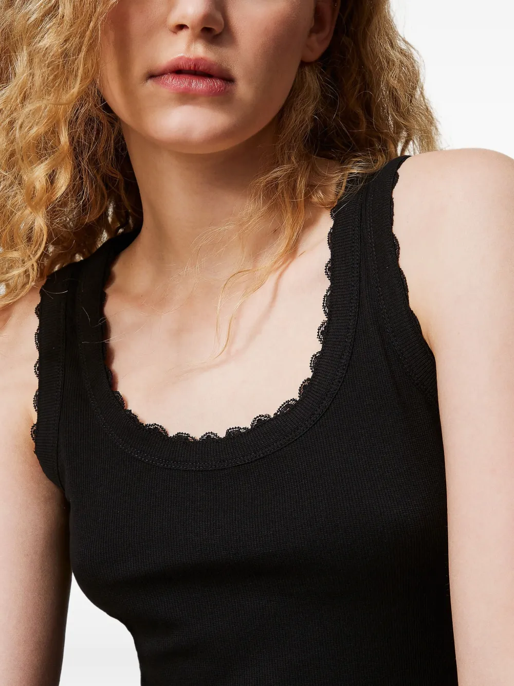 TWINSET Tanktop met gewelfde afwerking Zwart