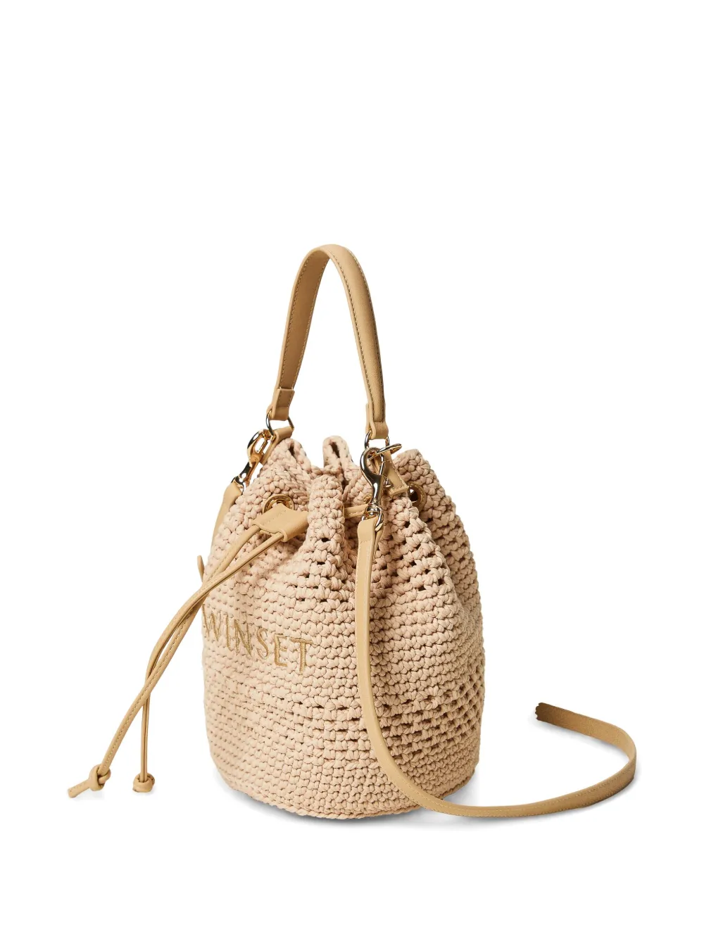 TWINSET Bucket-tas met geborduurd logo Beige