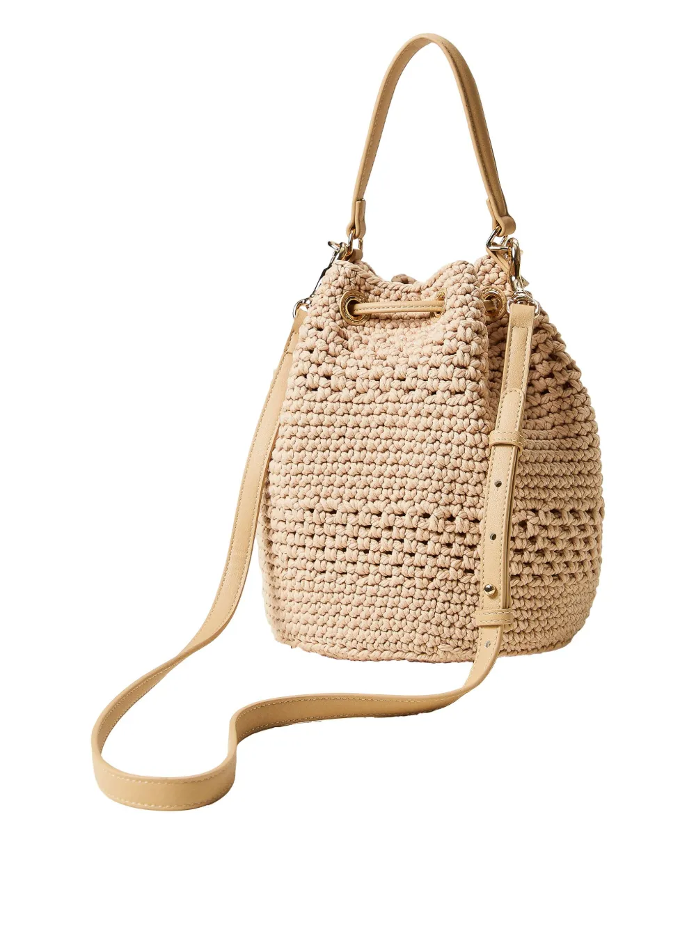 TWINSET Bucket-tas met geborduurd logo Beige