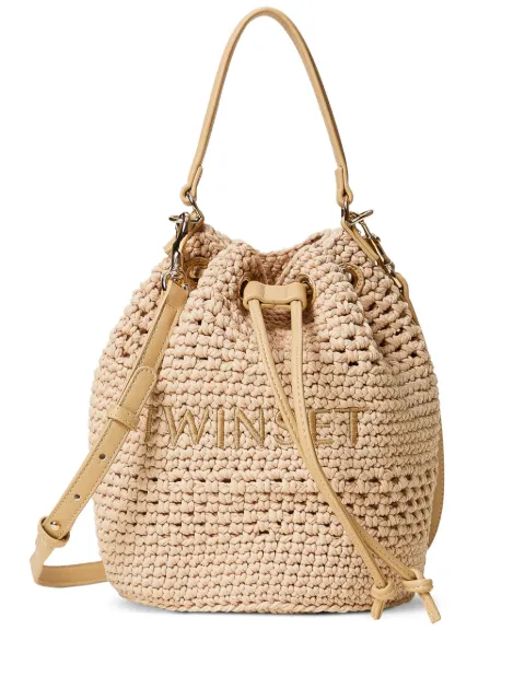 TWINSET logo-embroidered bucket bag