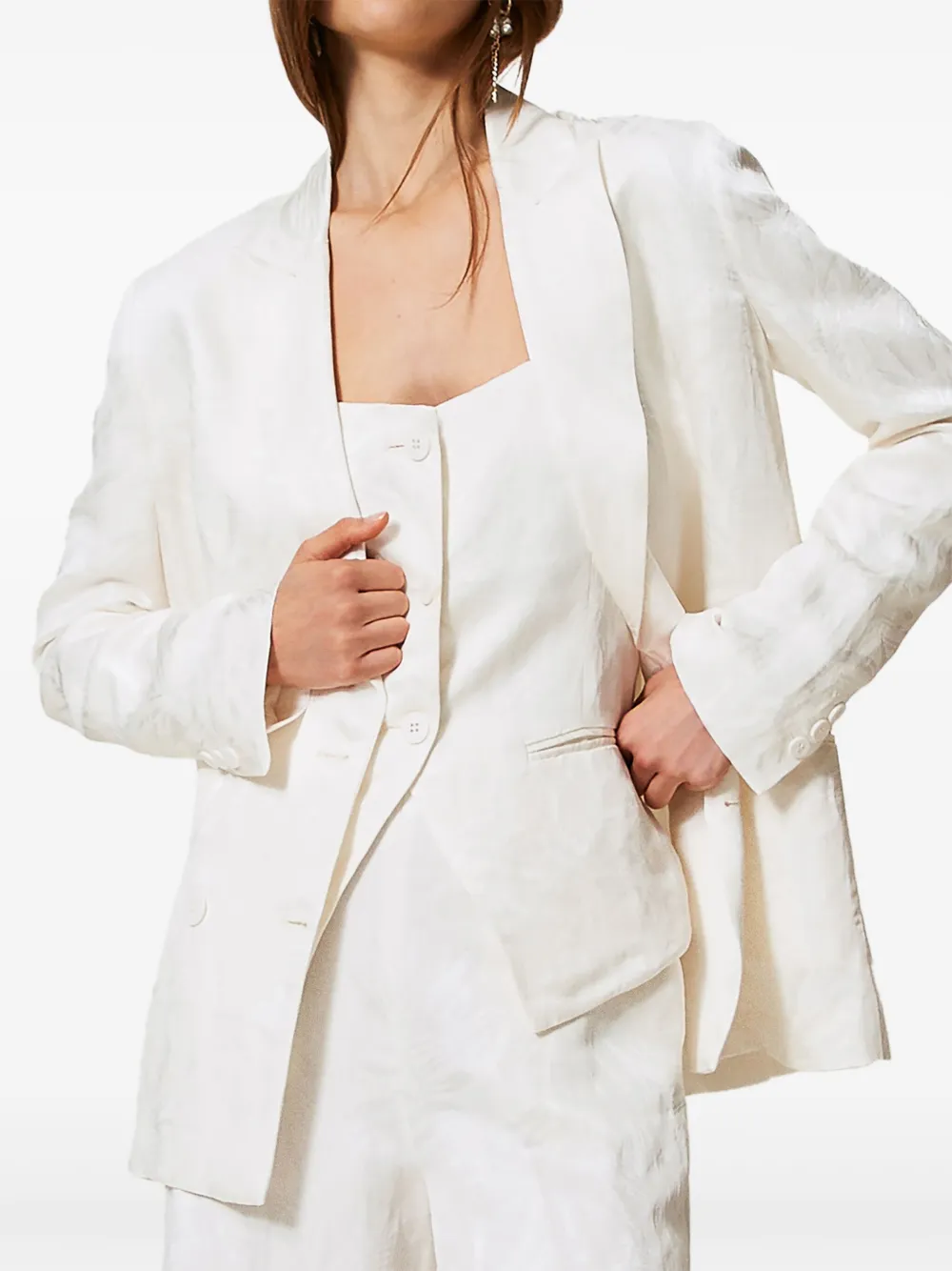 Shop Twinset Woven Blazer In 00282_neve