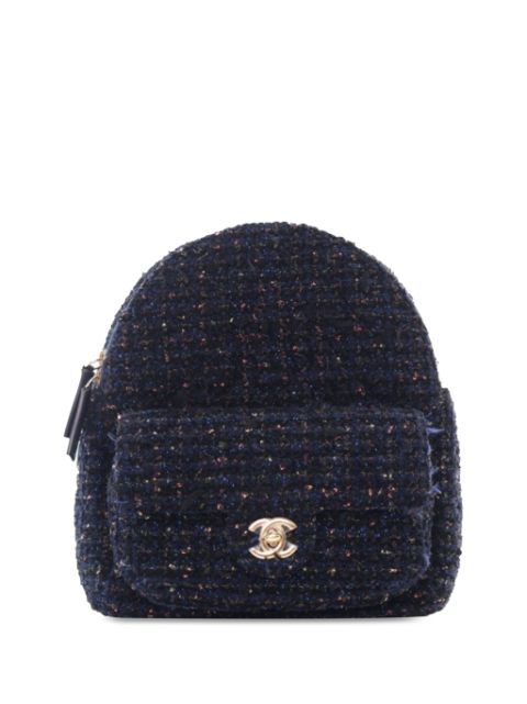 Affordable HOT SALE CHANEL 2019 CC Fantasy Tweed Front Pocket backpack Women