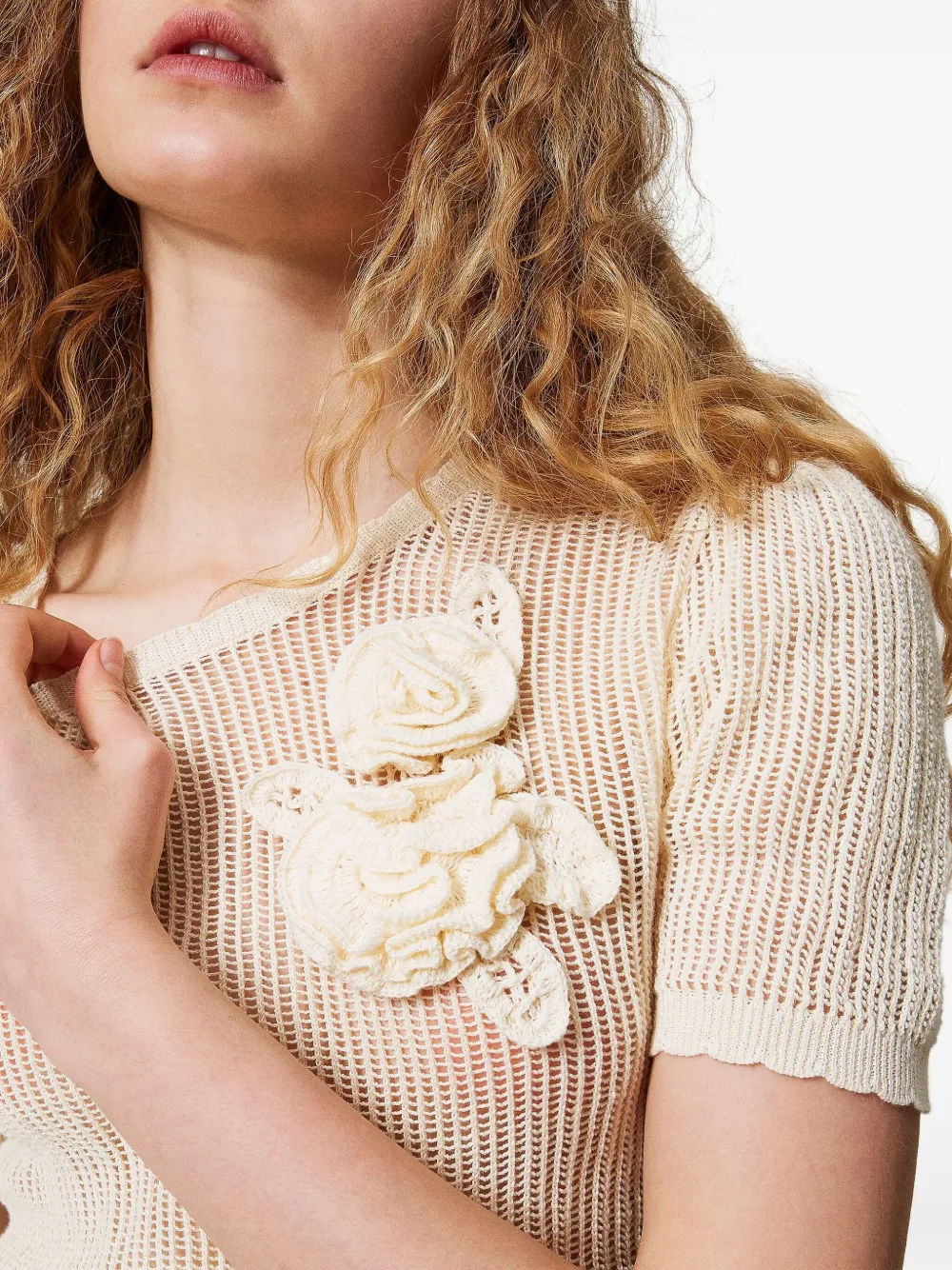 TWINSET Trui met bloemenpatch Wit
