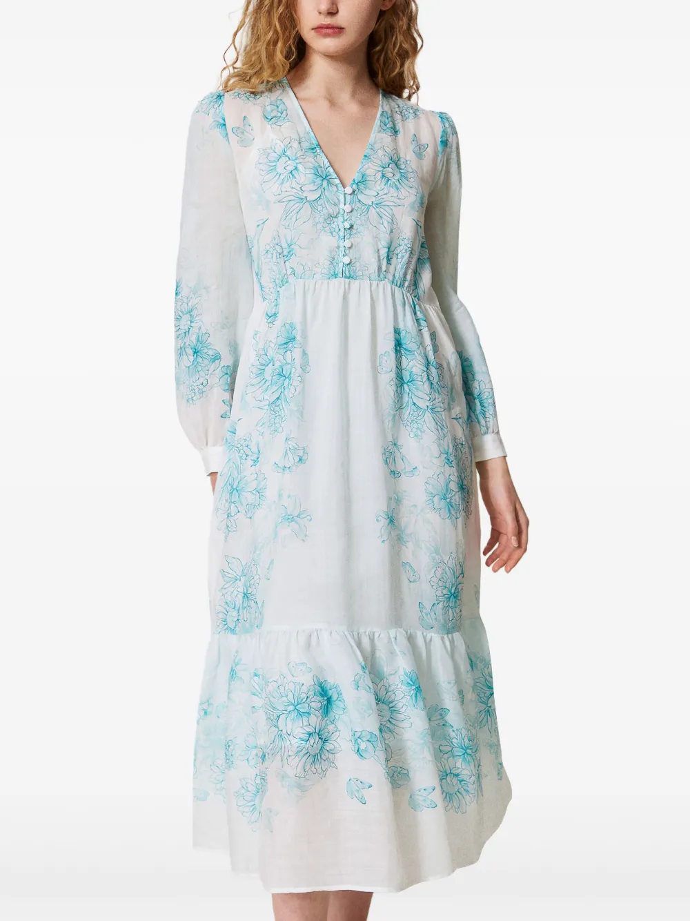 TWINSET Jurk met bloemenprint - Wit
