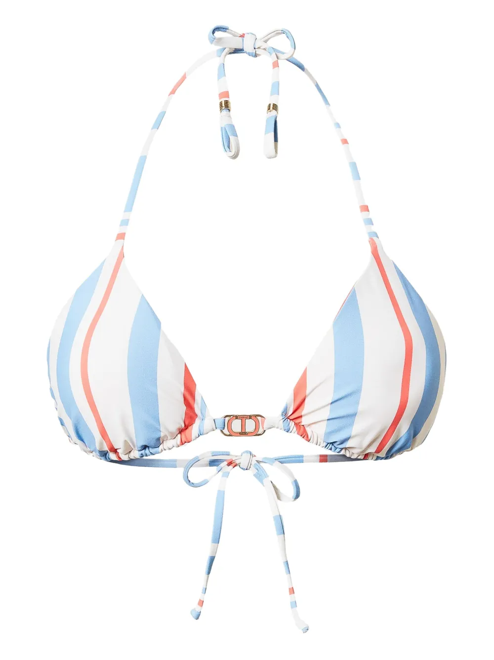 TWINSET top de bikini estilo triángulo con rayas estampadas | blanco | Image 1