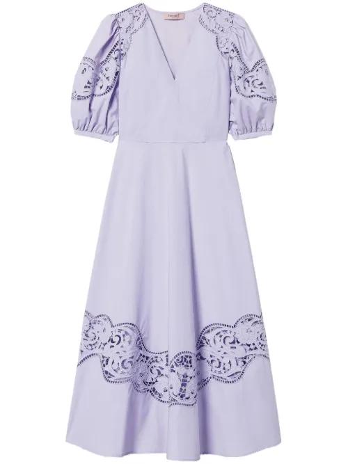 Robe mi-longue ajourée - TWINSET - Modalova