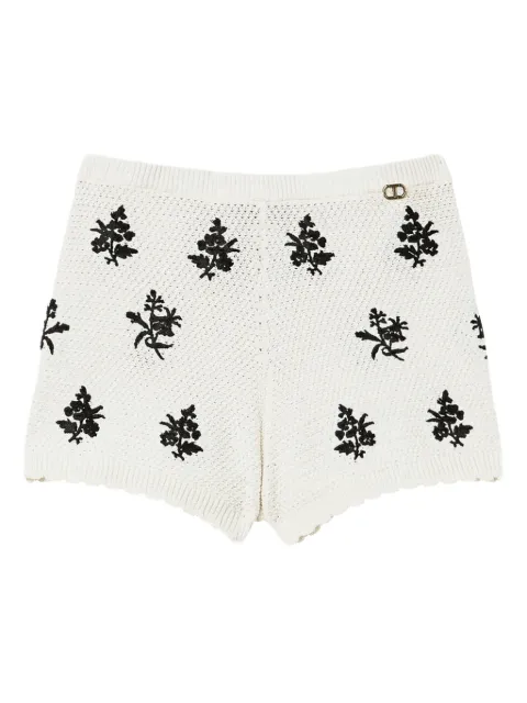 TWINSET floral-embroidered knit shorts