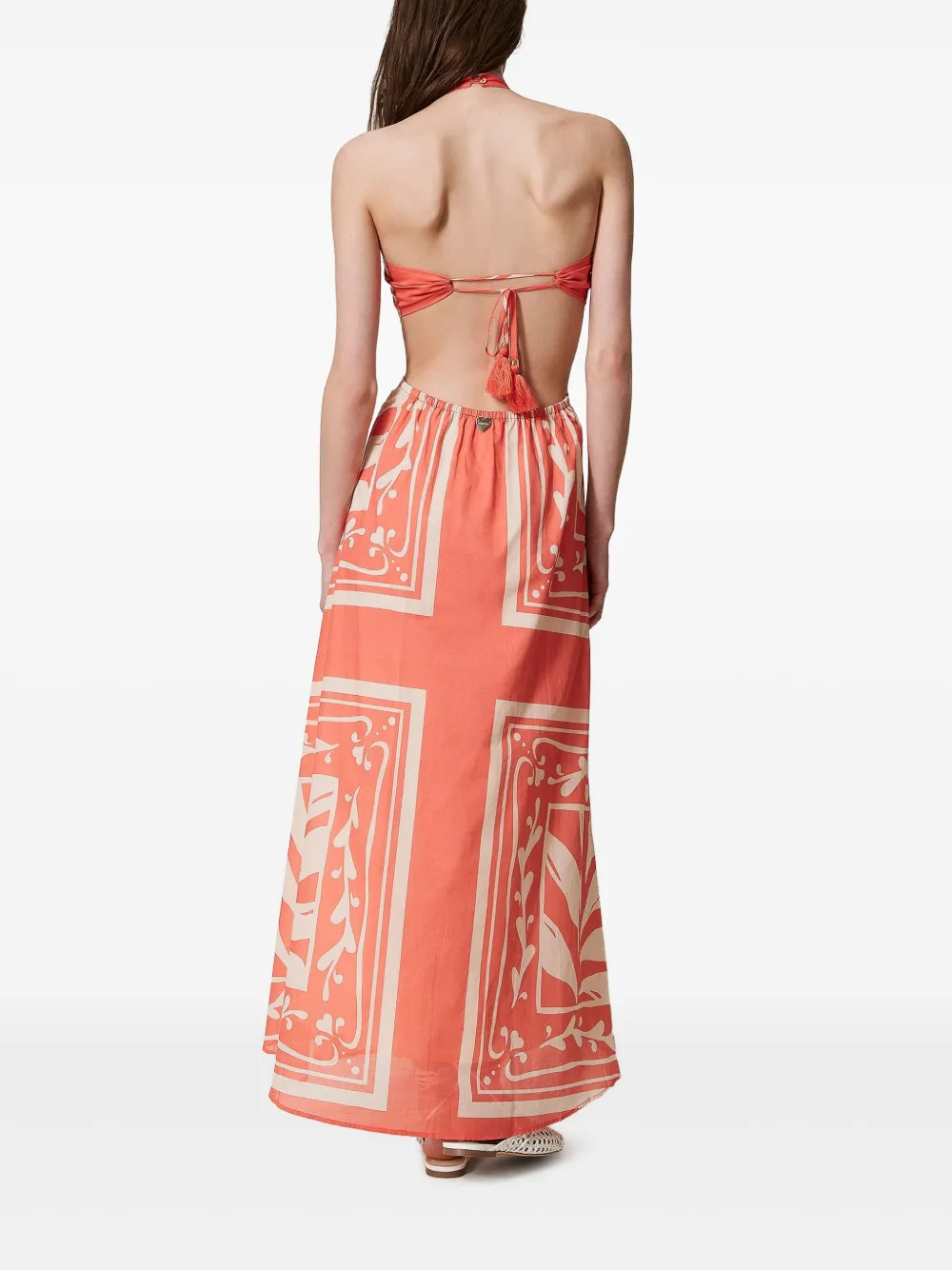 TWINSET Maxi-jurk met halternek en print Oranje