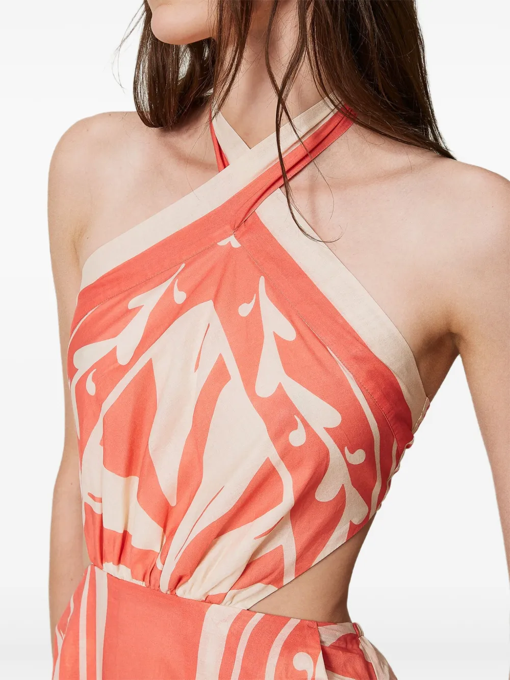 TWINSET Maxi-jurk met halternek en print Oranje