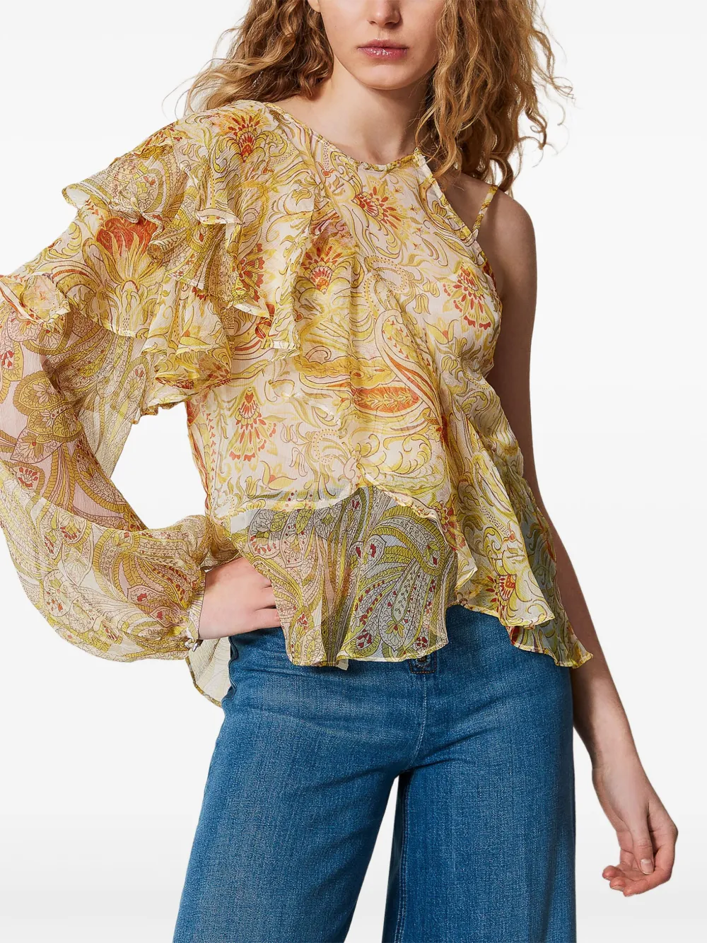 Shop Twinset Floral-print Silk Blouse