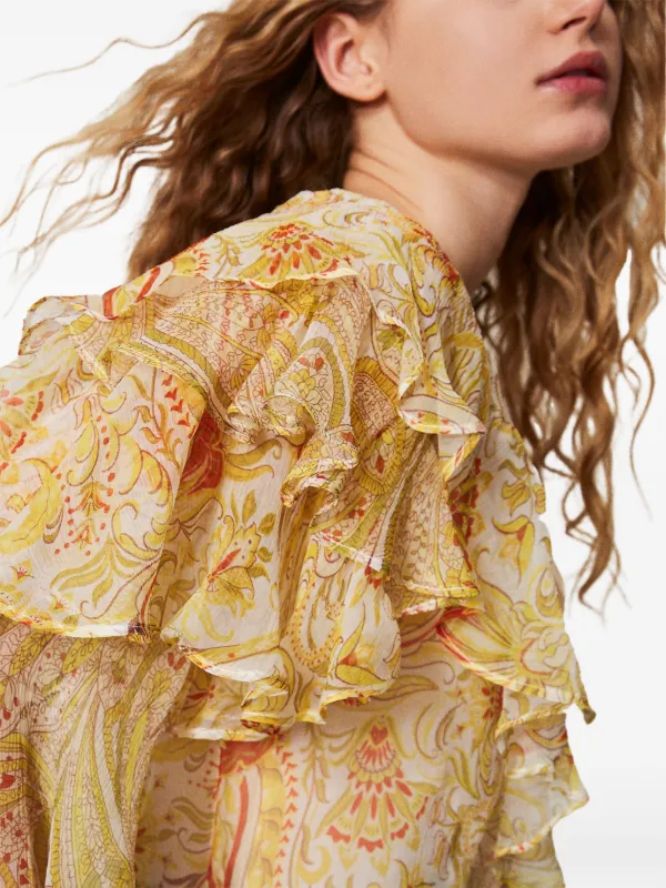 TWINSET フローラル シルクブラウス | イエロー | FARFETCH JP