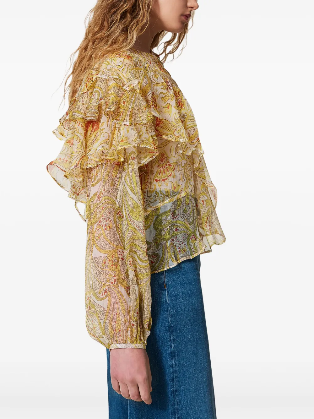 Shop Twinset Floral-print Silk Blouse