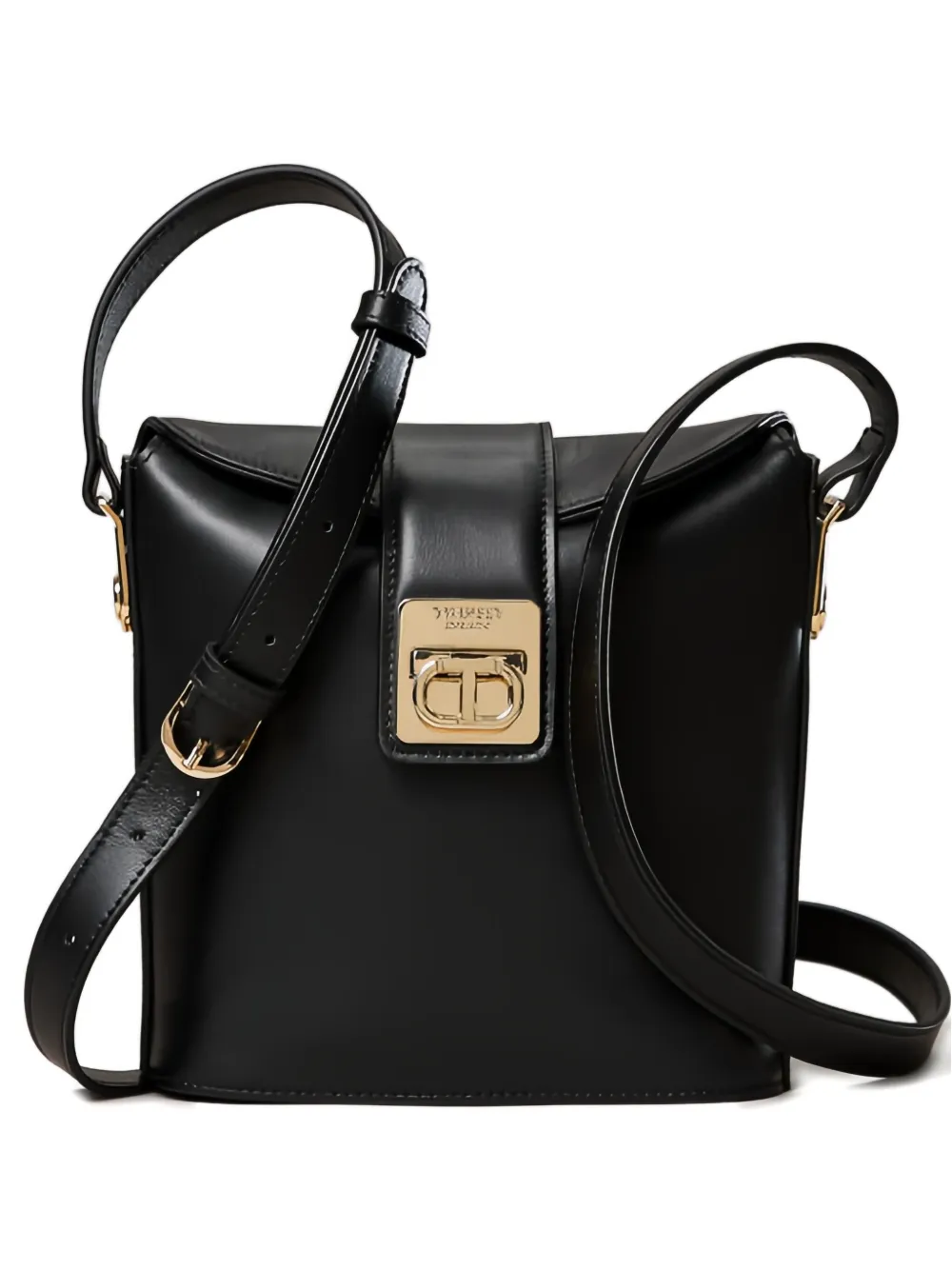 Twinset Flap-lock Bucket Bag In Black