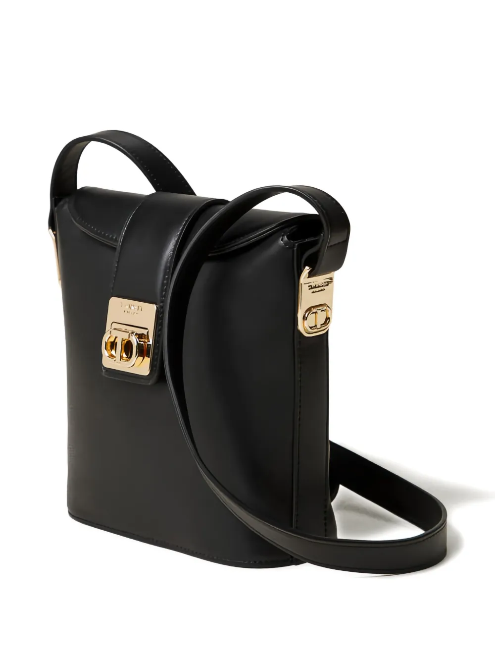 Twinset Flap-lock Bucket Bag In Black