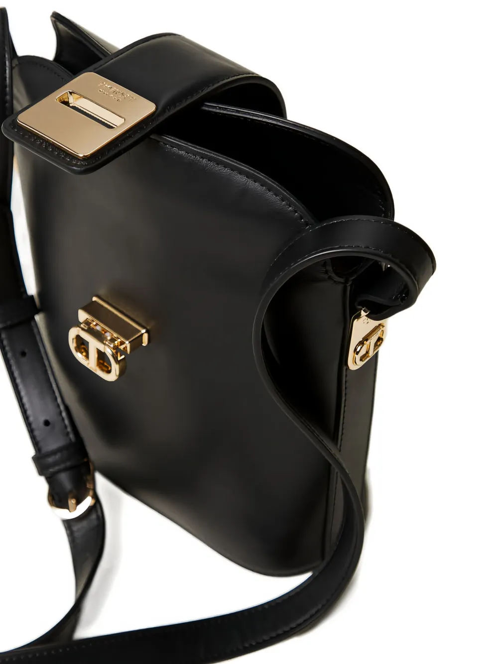 Twinset Flap-lock Bucket Bag In Black