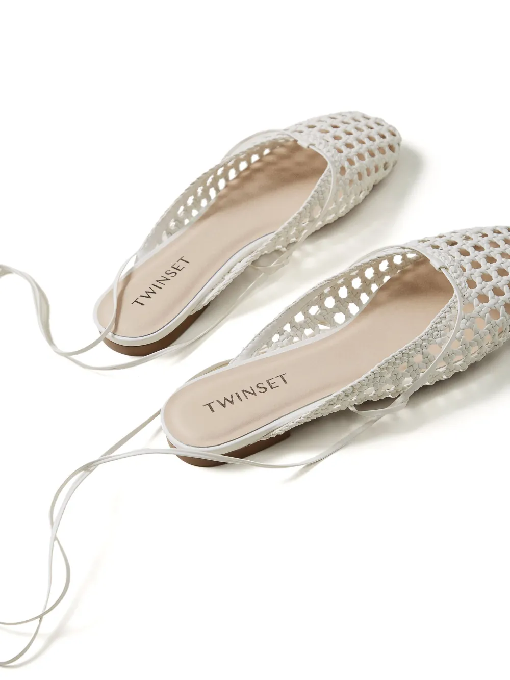 TWINSET Geweven muiltjes met veters Wit