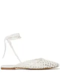 TWINSET woven lace-up flat mules - White