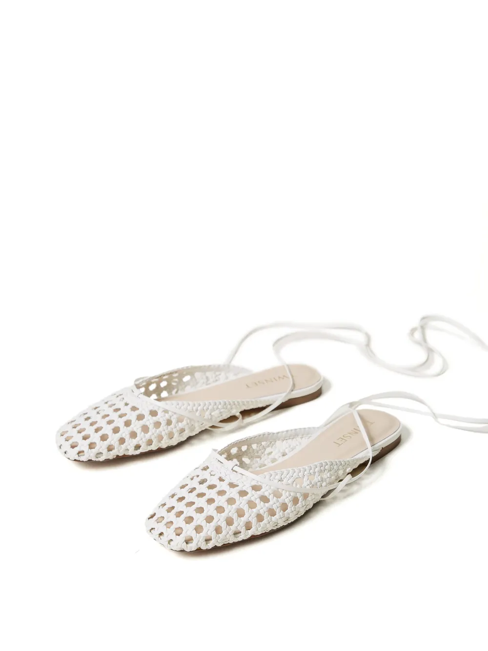 TWINSET Geweven muiltjes met veters Wit