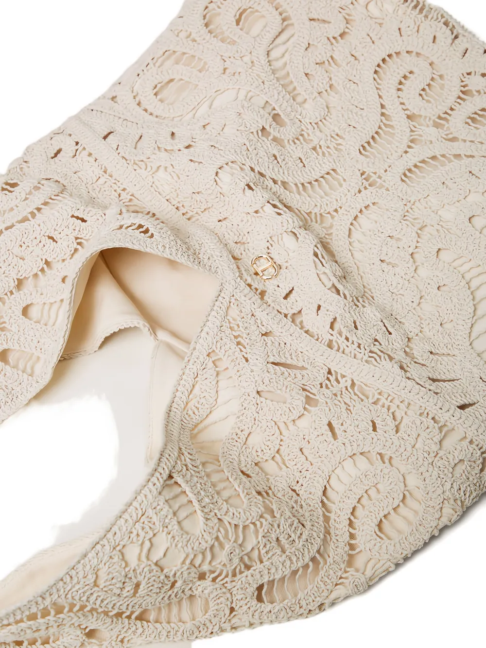 TWINSET Ventotene gehaakte schoudertas Beige