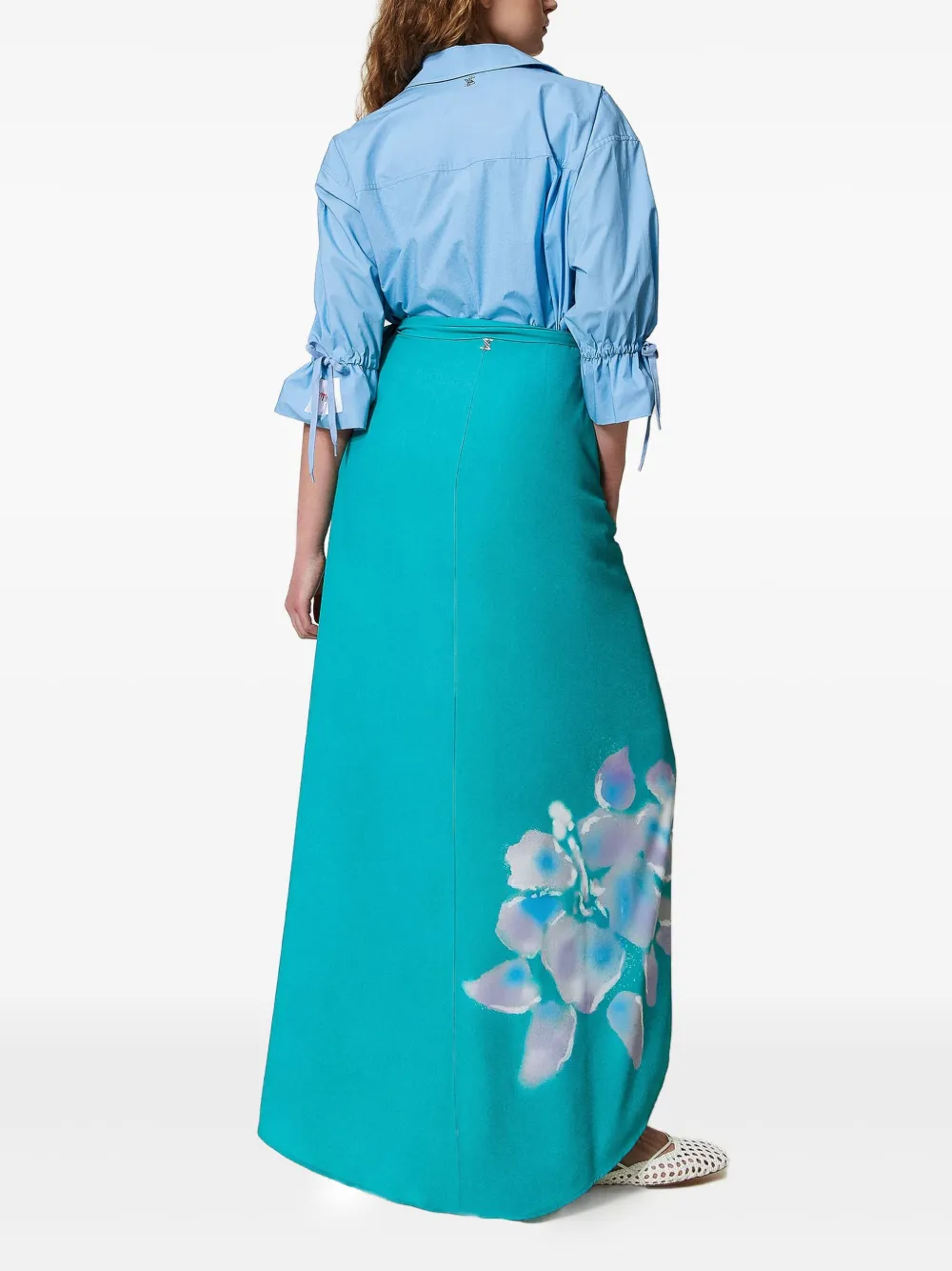 TWINSET Wikkelrok met bloemenprint Blauw