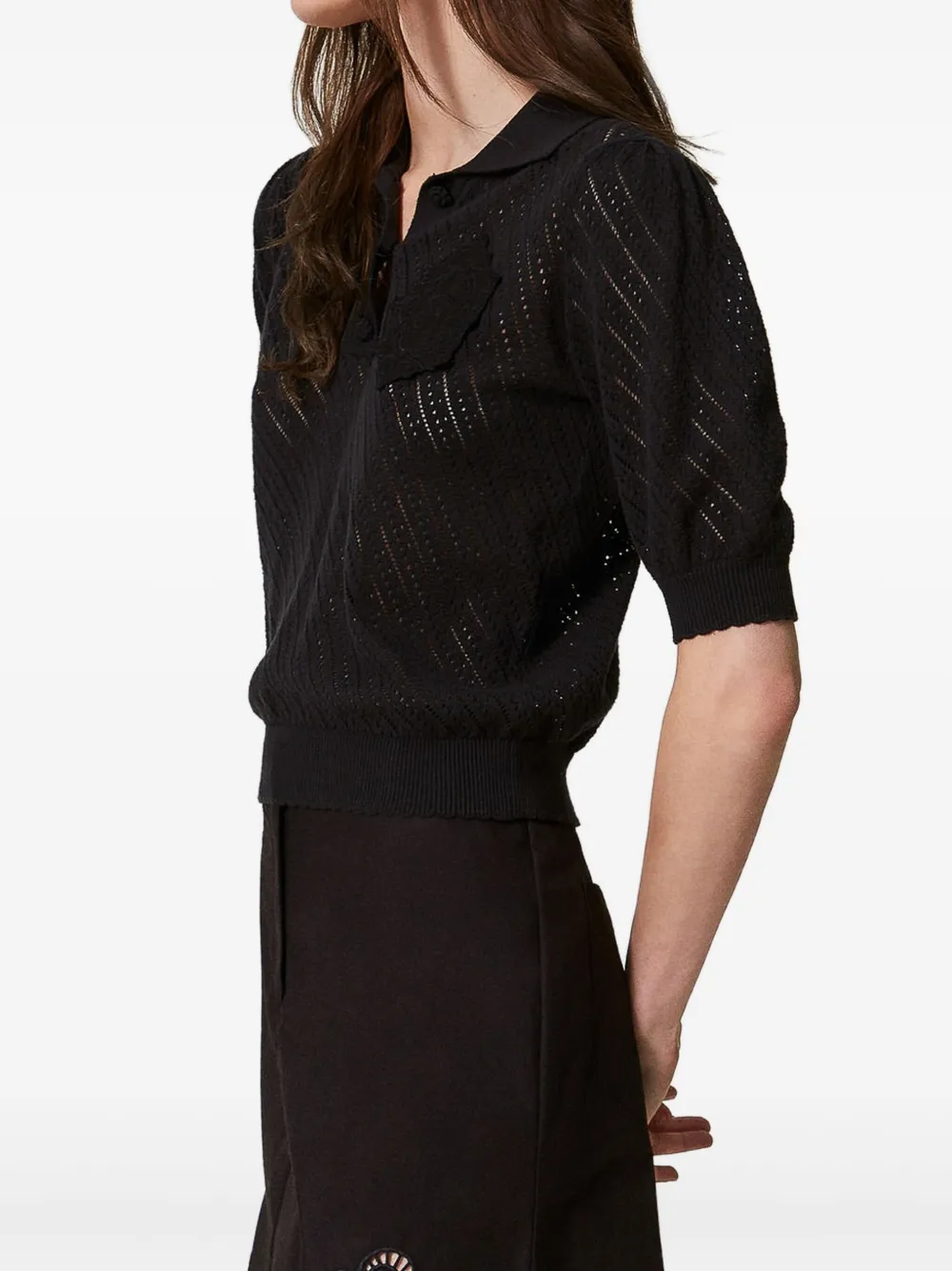 TWINSET embroidered midi skirt - Zwart