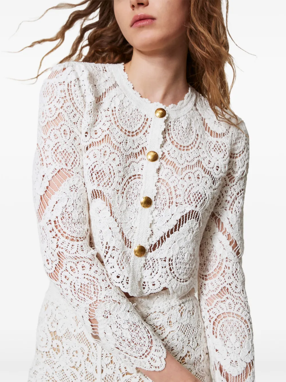 TWINSET Gebreid cropped jack Wit