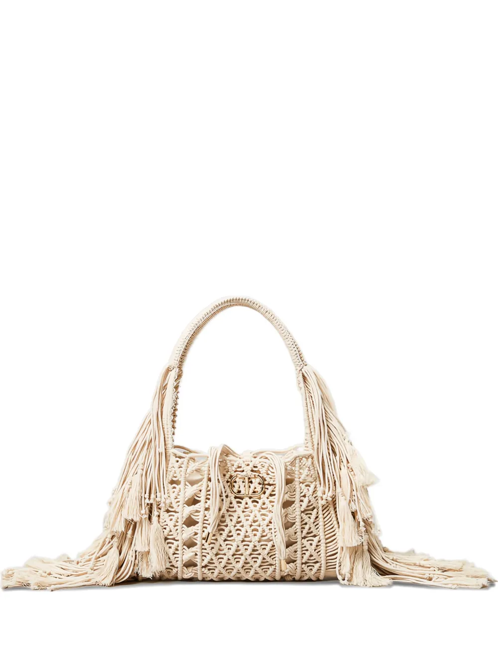 TWINSET fringed macramé tote bag | Neutrals | Image 1