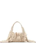 TWINSET fringed macramé tote bag - Neutrals