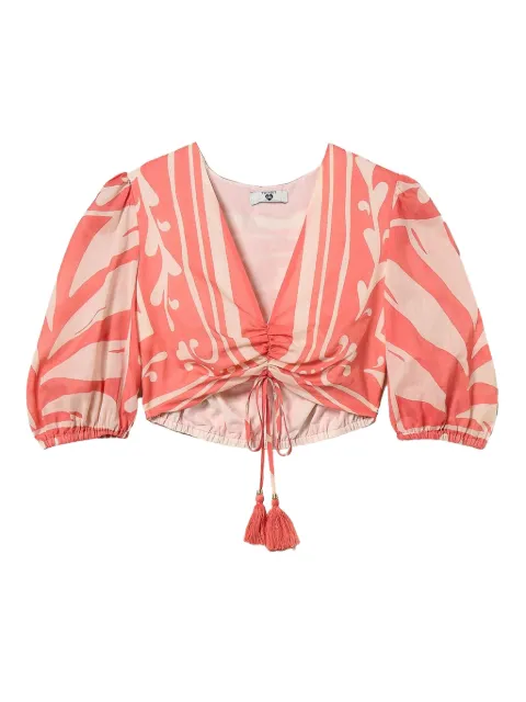 TWINSET puff-sleeve cropped top