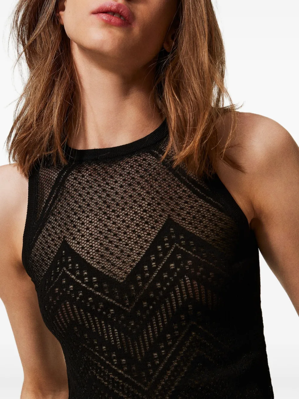TWINSET Mesh tanktop Zwart