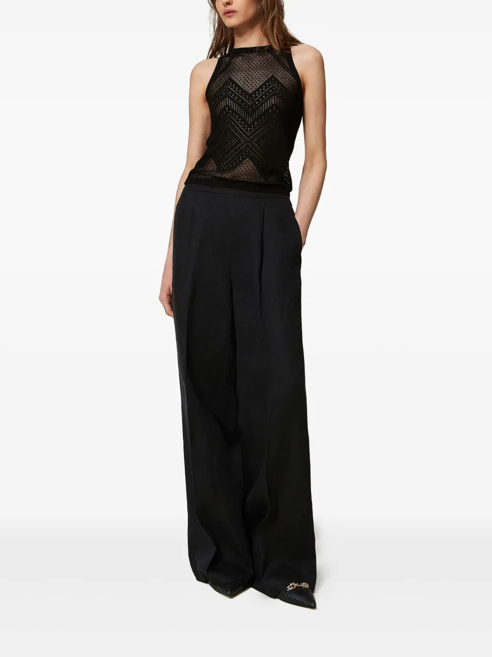 TWINSET Mesh tanktop Zwart