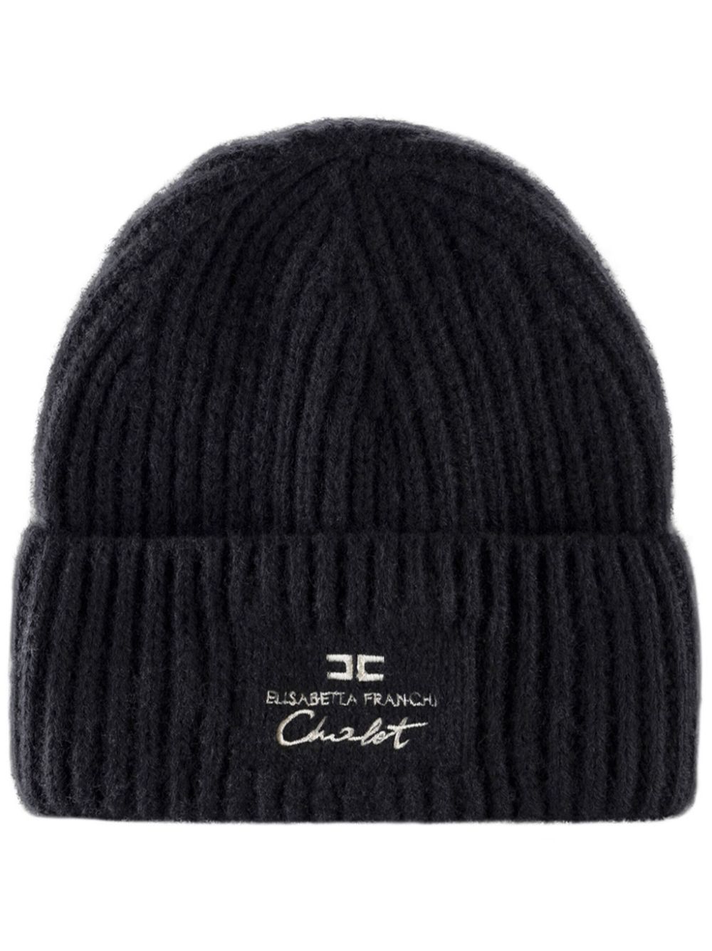 Elisabetta Franchi logo-embroidered ski beanie - Black