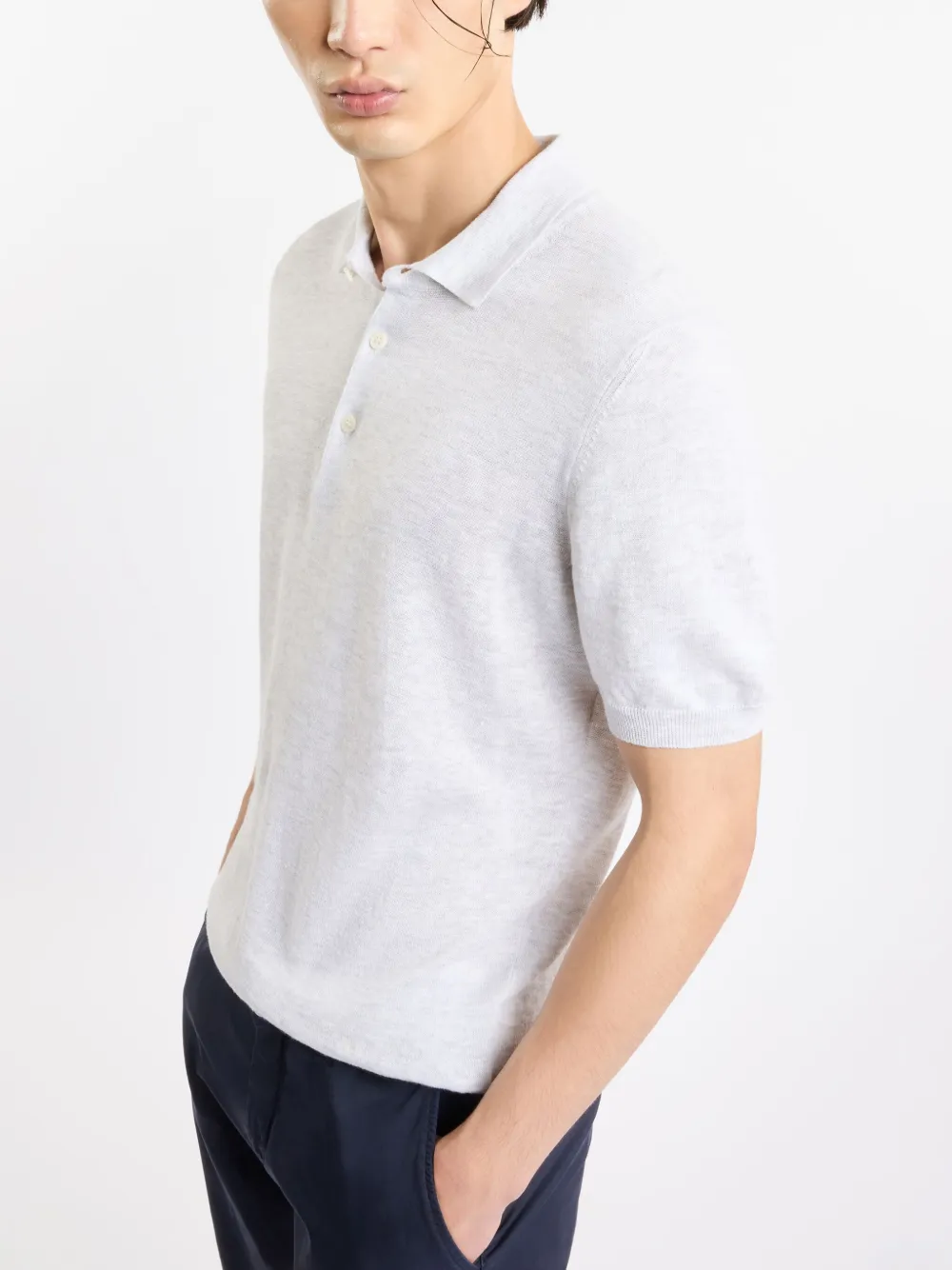 Fay Gebreid poloshirt Grijs