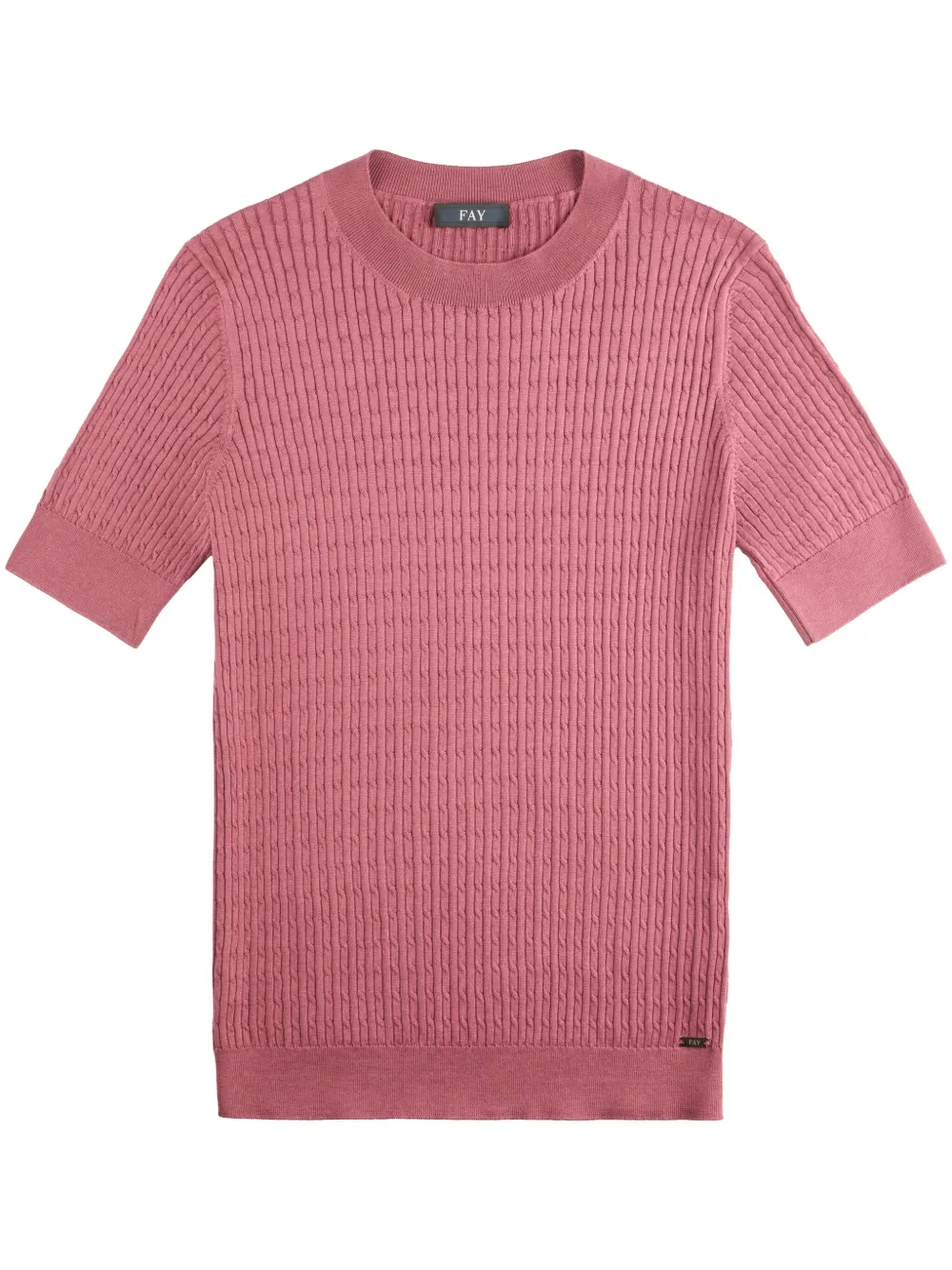 Fay cable-knit T-shirt | Pink | Image 1