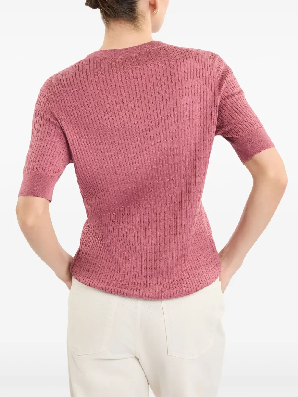 Fay Kabelgebreid T-shirt Roze