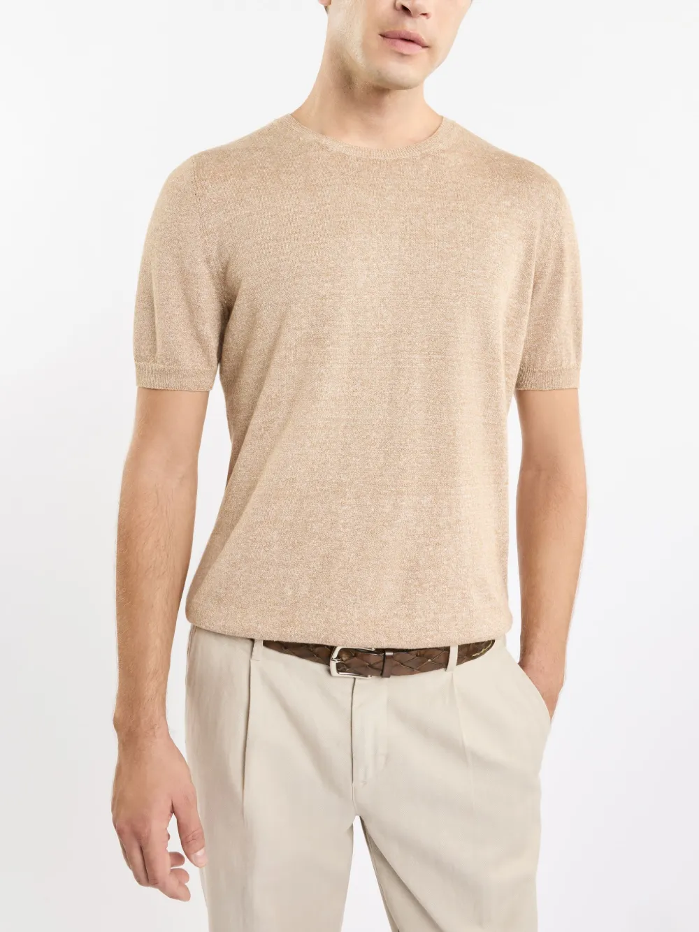 Fay Gebreid T-shirt Beige