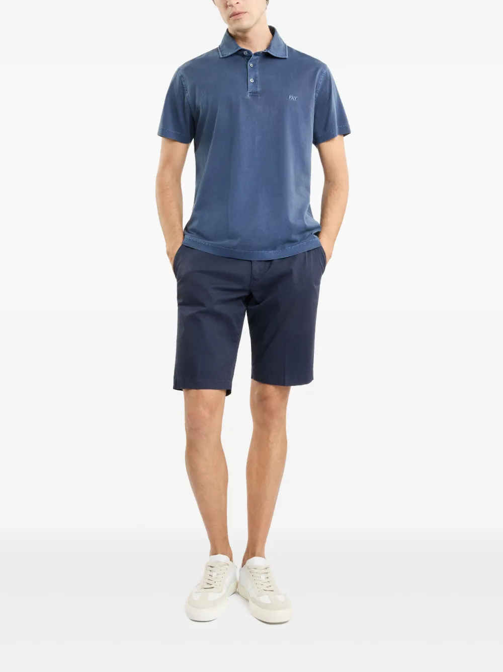 Fay Poloshirt met geborduurd logo - Blauw