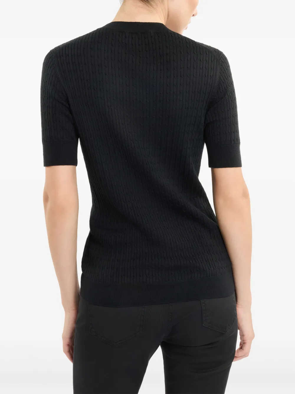 Fay Kabelgebreid T-shirt Zwart