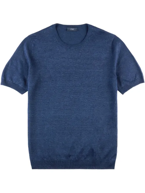 Fay t-shirt en maille - Bleu - Fay - Modalova