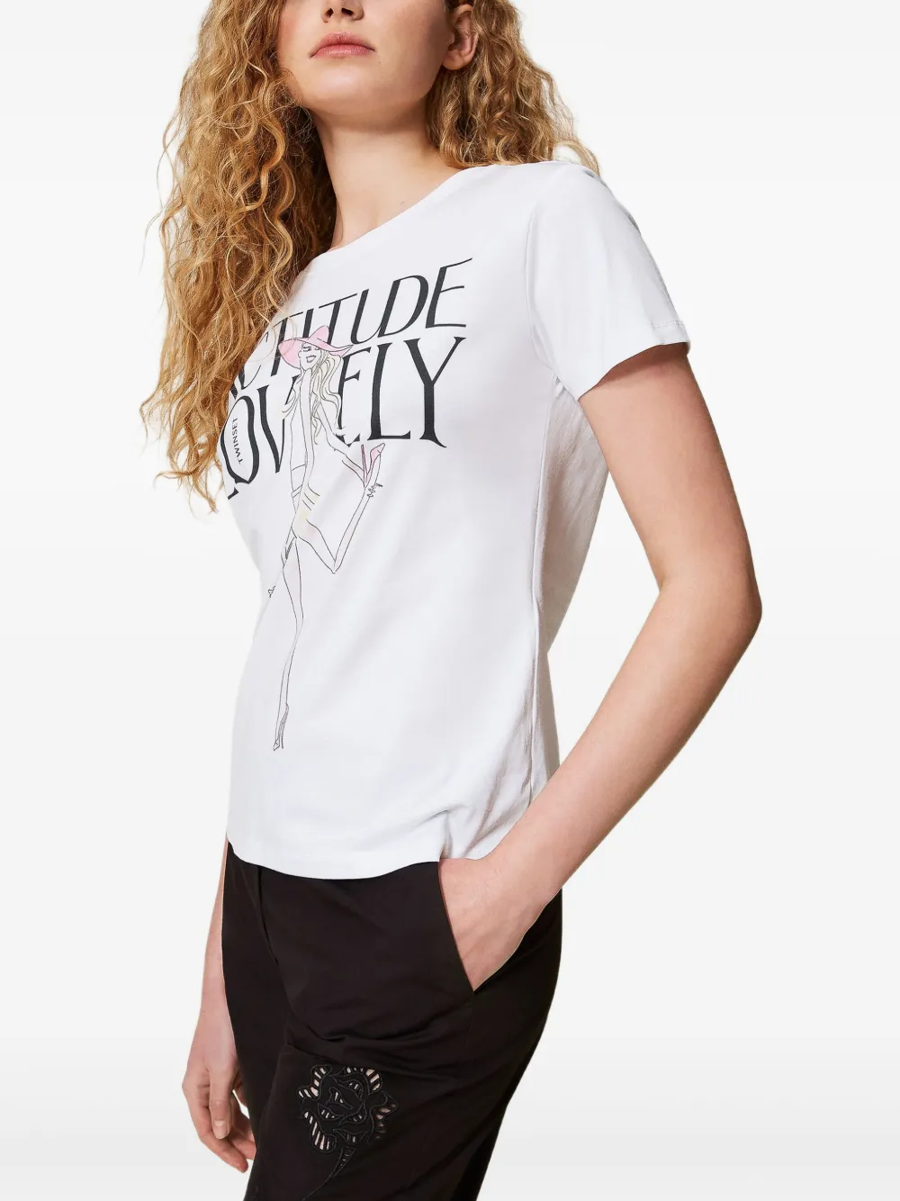 Shop Twinset Graphic-print T-shirt In White