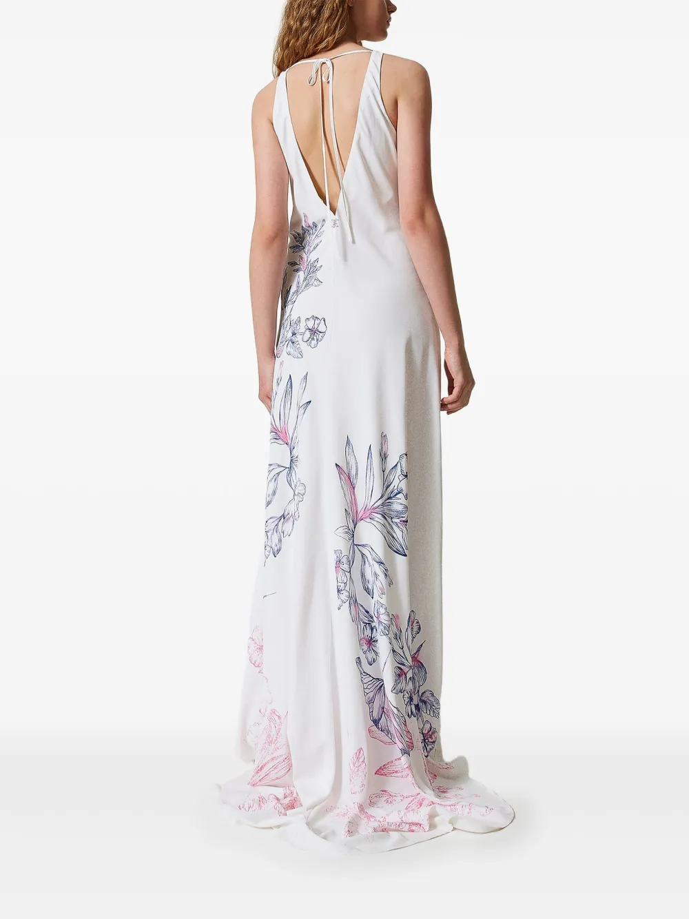 Shop Twinset Floral-print Maxi Dress In White